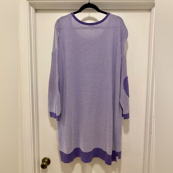 Talbots Striped Tunic Sweater Womens 3X Purple Elbow Pads Scoop neck Comfort - Picture 4 of 8